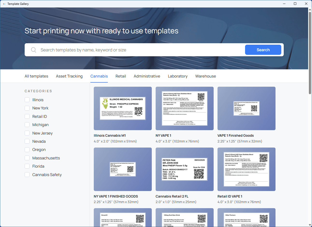 Label template gallery
