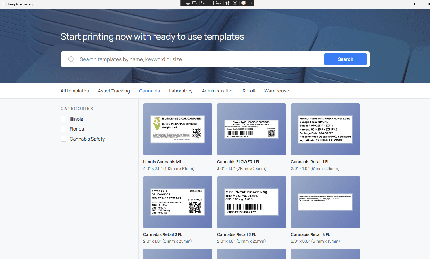 Label template gallery